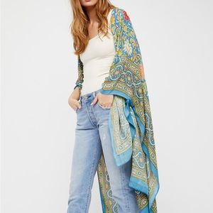 Women's Blue Magic Dance Border Print Kimono